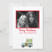 Auto met kerstboom feestdagenkaart (Voorkant)