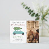 Auto met kerstboom Fotovakantie Aankondigingskaart (Staand voorkant)