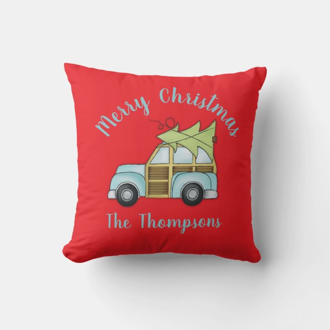 Auto met Kerstboom Kussen (Voorkant)