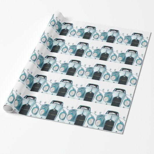 auto met oldtimer cadeaupapier (Uitgerold)