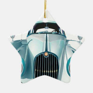 auto met oldtimer vintage keramisch ornament
