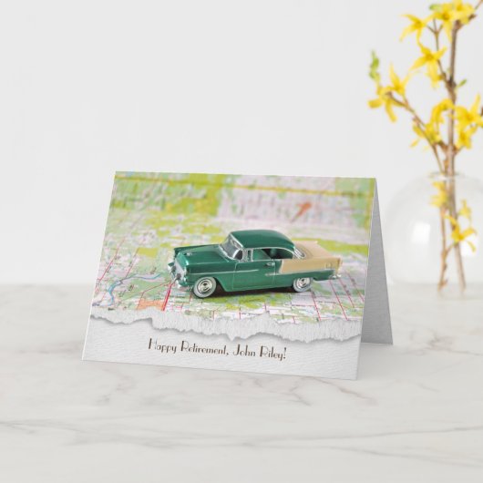 auto met pensioen op wegenkaart kaart (Gele Bloem)