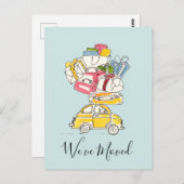 Auto met reiskoffers We hebben Briefkaart verplaat (Voorkant / Achterkant)