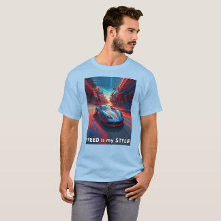 Auto met rode en blauwe effecten t-shirt