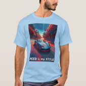 Auto met rode en blauwe effecten t-shirt (Voorkant)