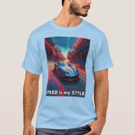 Auto met rode en blauwe effecten t-shirt