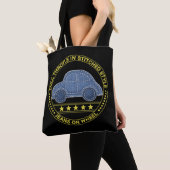 auto met stiksels tote bag (Dichtbij)