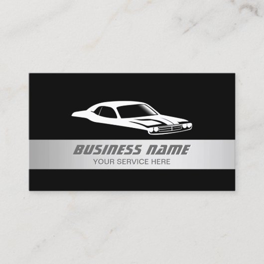 Auto Modern Silver Striped auto Visitekaartje (Voorkant)