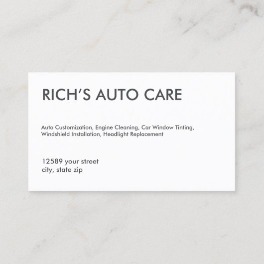 Auto modificatie visitekaartje (Achterkant)