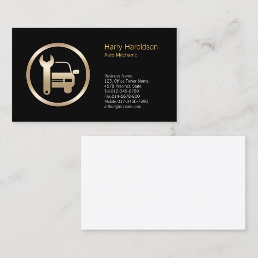 Auto Moersleutel Icon Auto Mechanisch Visitekaartj Visitekaartje (Voorkant / Achterkant)