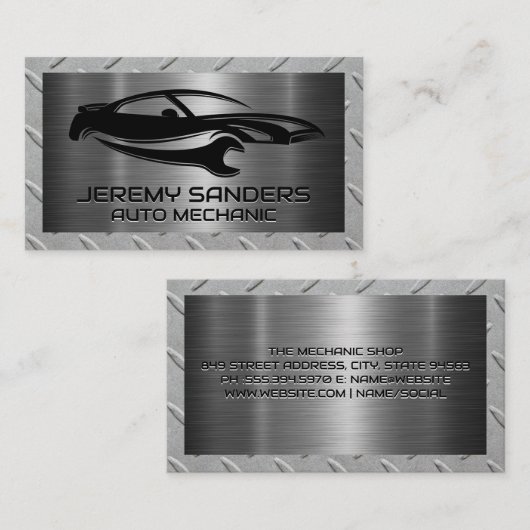 Auto moersleutel Logo | Mechanisch Visitekaartje (Voorkant / Achterkant)