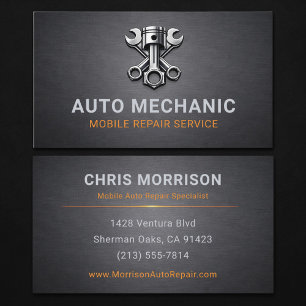 Auto monteur reparatie metaal visitekaartje