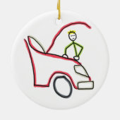 Auto monteur Stickman Keramisch Ornament (Achterkant)