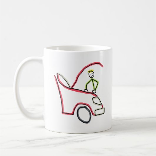 Auto monteur Stickman Koffiemok (Links)