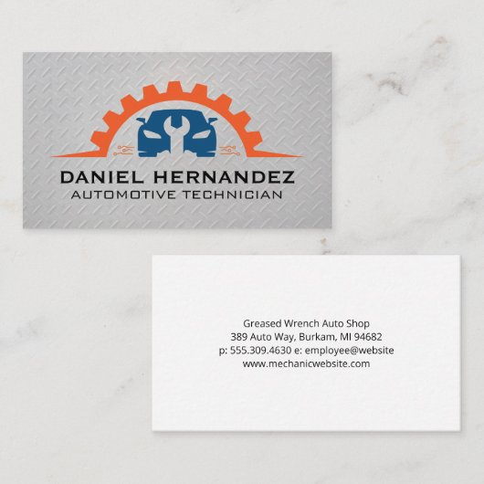 Auto Motive Gear Wrench Logo | monteur Visitekaartje (Voorkant / Achterkant)