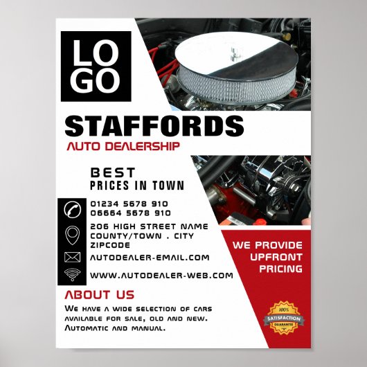 Auto Motor, Auto Dealership Adverteren Poster (Voorkant)