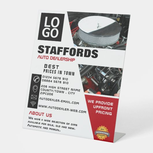 Auto Motor, Auto Dealership Adverteren Reclamebord Met Voetstuk (Voorkant)