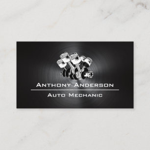 Auto Motor   Metalen Geborsteld Visitekaartje