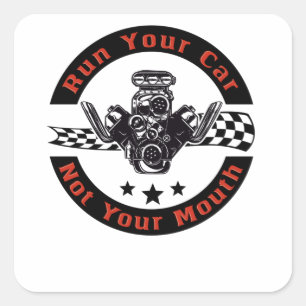 Auto motor Slepen Racing Fan Rennauto V8 Mechanisc Vierkante Sticker