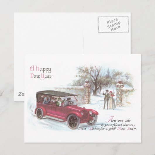  auto nieuwjaarsgroet feestdagenkaart (Voorkant / Achterkant)