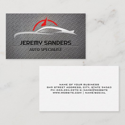 Auto Odometer | Achtergrond staal | Auto Visitekaartje (Voorkant / Achterkant)