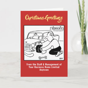 Auto- of garage-reparaties kerstkaart feestdagen kaart