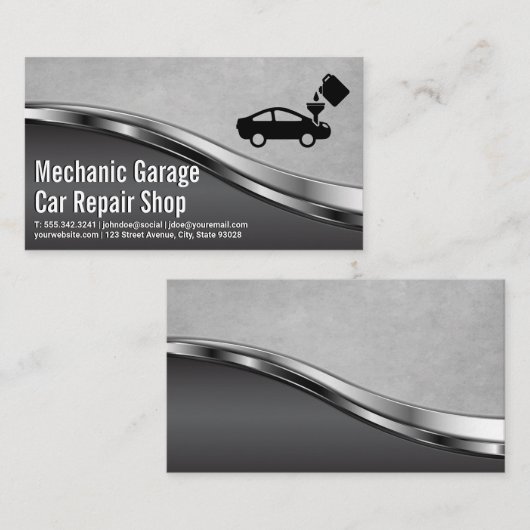 Auto Olie verversen Logo | mechanische garage Visitekaartje (Voorkant / Achterkant)