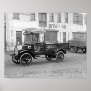 Auto Onderdelen Bezorgtruck, 1915. Oude foto Poster