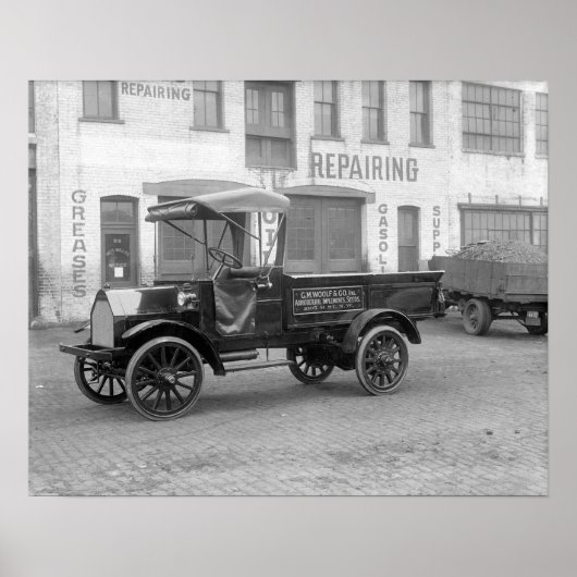 Auto Onderdelen Bezorgtruck, 1915. Oude foto Poster (Voorkant)