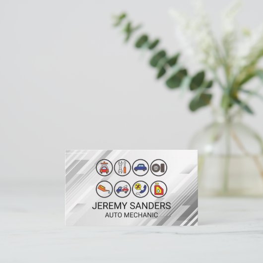 Auto Onderdelen Diensten Icoon  Visitekaartje (Staand voorkant)