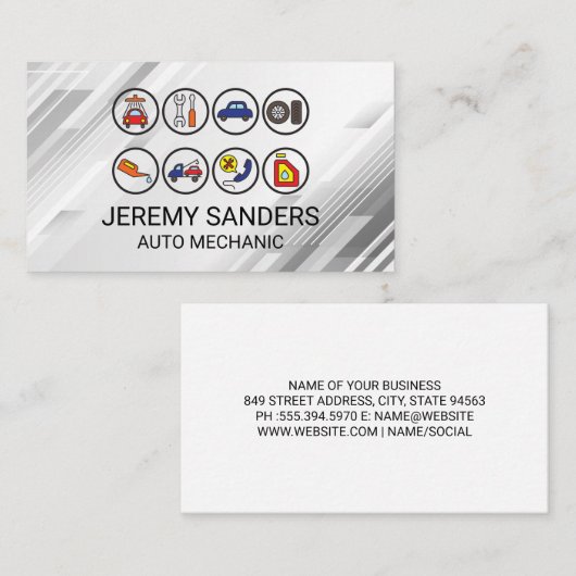 Auto Onderdelen Diensten Icoon  Visitekaartje (Voorkant / Achterkant)