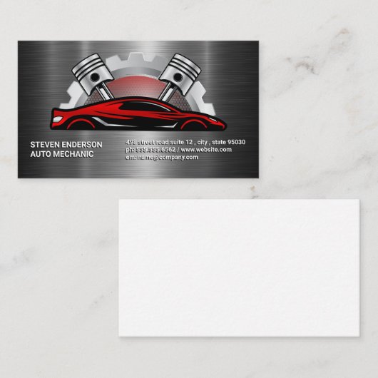 Auto Onderdelen Diensten | Monteur Tech Visitekaartje (Voorkant / Achterkant)