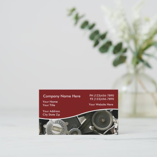 Auto-onderdelen en bergingswerf visitekaartje (Staand voorkant)