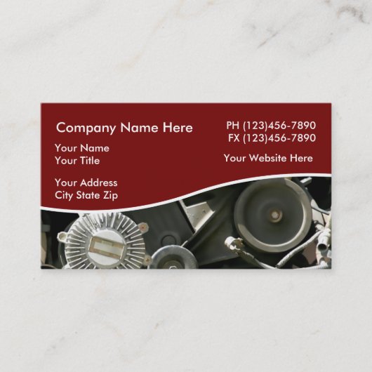 Auto-onderdelen en bergingswerf visitekaartje (Voorkant)