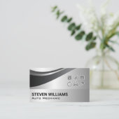 Auto-onderdelen en -diensten | Metalen achtergrond Visitekaartje (Staand voorkant)