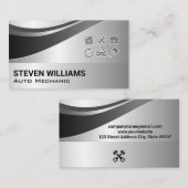 Auto-onderdelen en services | metallische achtergr visitekaartje (Voorkant / Achterkant)