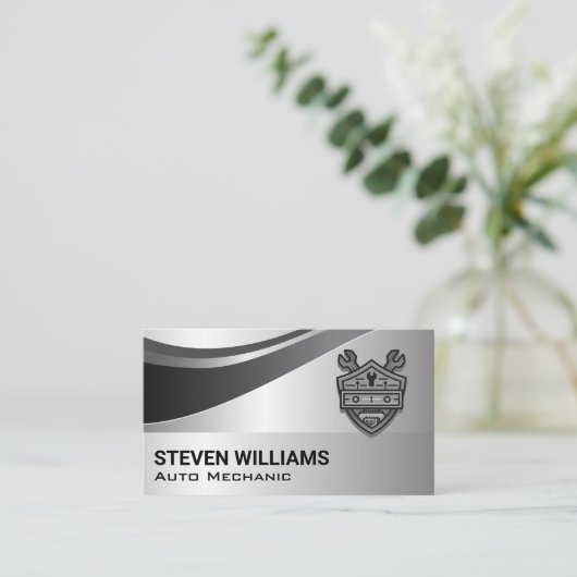 Auto Onderdelen | Reparatie Diensten | Metalen Ach Visitekaartje (Staand voorkant)