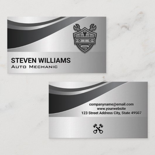 Auto Onderdelen | Reparatie Diensten | Metalen Ach Visitekaartje (Voorkant / Achterkant)