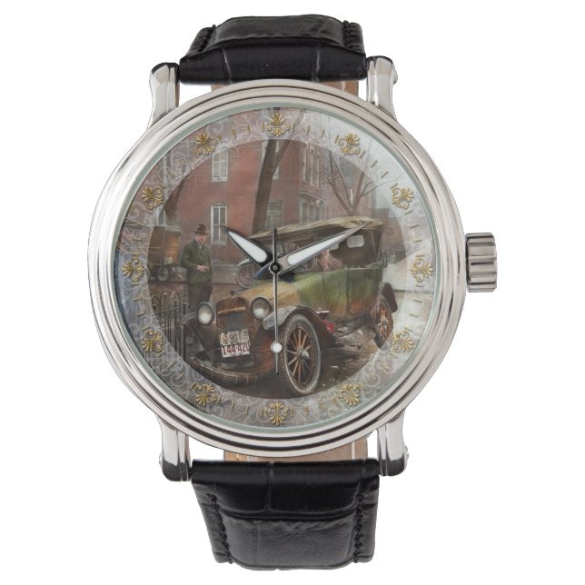 Auto-ongeluk - let op ijzel 1921 horloge (Voorkant)