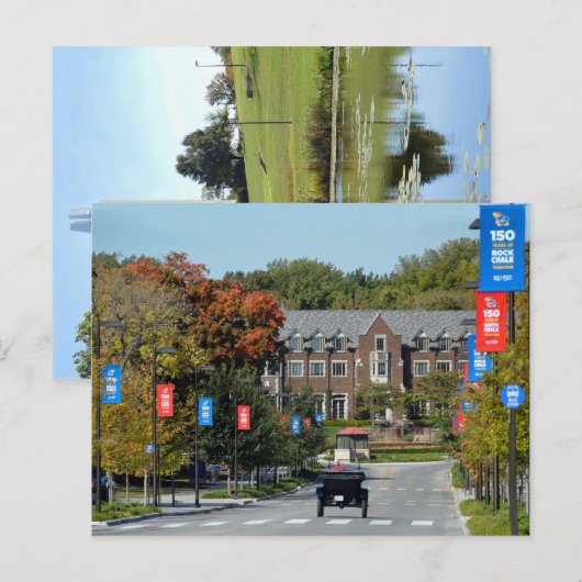 Auto op campus briefkaart (Voorkant / Achterkant)