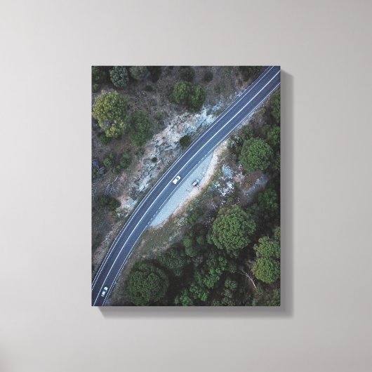 auto op weg in bos canvas afdruk (Voorkant)