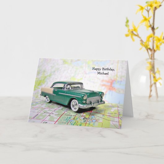 auto op wegenkaart kaart (Gele Bloem)