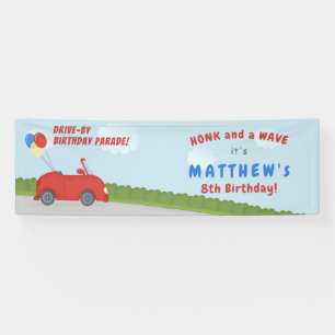 Auto-optocht Sociale Afstand Verjaardag Spandoek