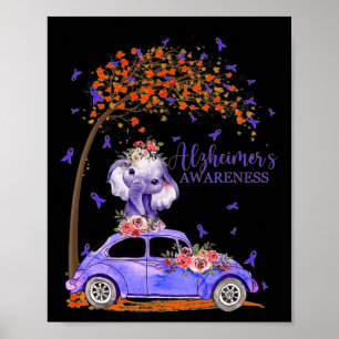 Auto Paarse Lint Bloemen Alzheimerheimer Brain Awa Poster