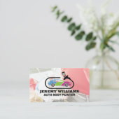 Auto Paint Logo | Geschoolde werknemer werkt aan a Visitekaartje (Staand voorkant)