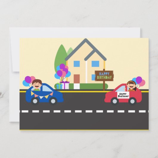 Auto Parade Verjaardag dank u kaart (Achterkant)