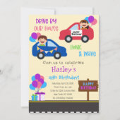 Auto Parade Verticale verjaardagsfeestje uitnodigi Kaart (Voorkant)