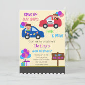Auto Parade Verticale verjaardagsfeestje uitnodigi Kaart (Staand voorkant)
