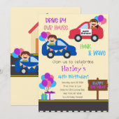 Auto Parade Verticale verjaardagsfeestje uitnodigi Kaart (Voorkant / Achterkant)