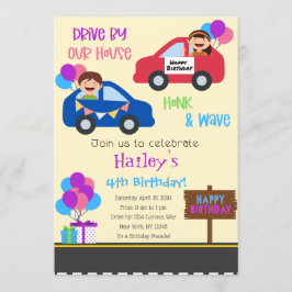 Auto Parade Verticale verjaardagsfeestje uitnodigi Kaart